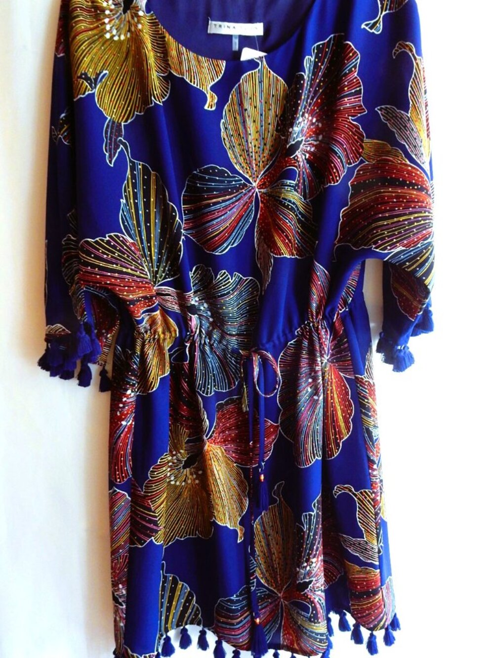 Trini Turk Blue Flowered Dress in Size 10